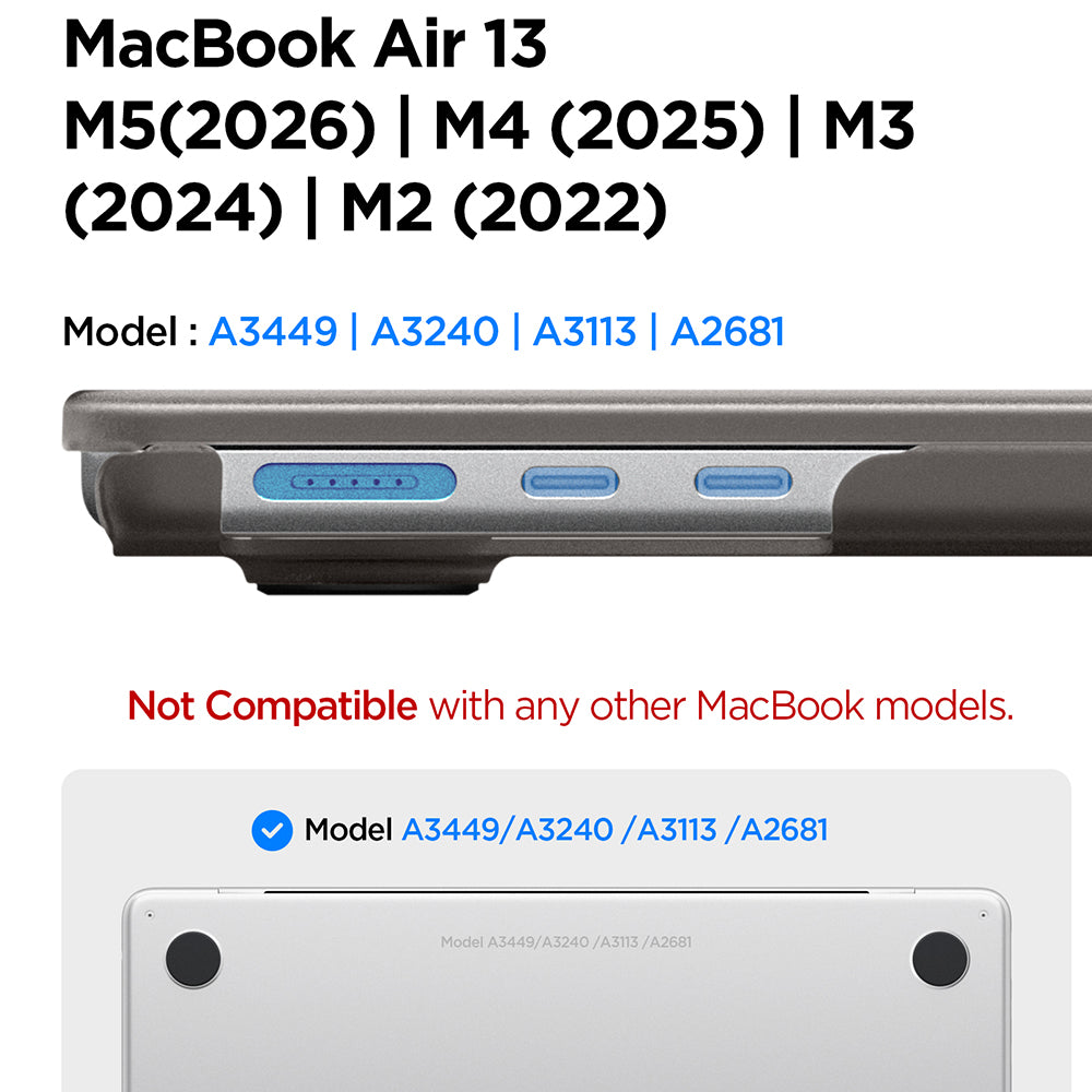 Husă Spigen Airskin MacBook Air 13" (2022 – 2026) – Negru mat (Frost Black) – imagine 13