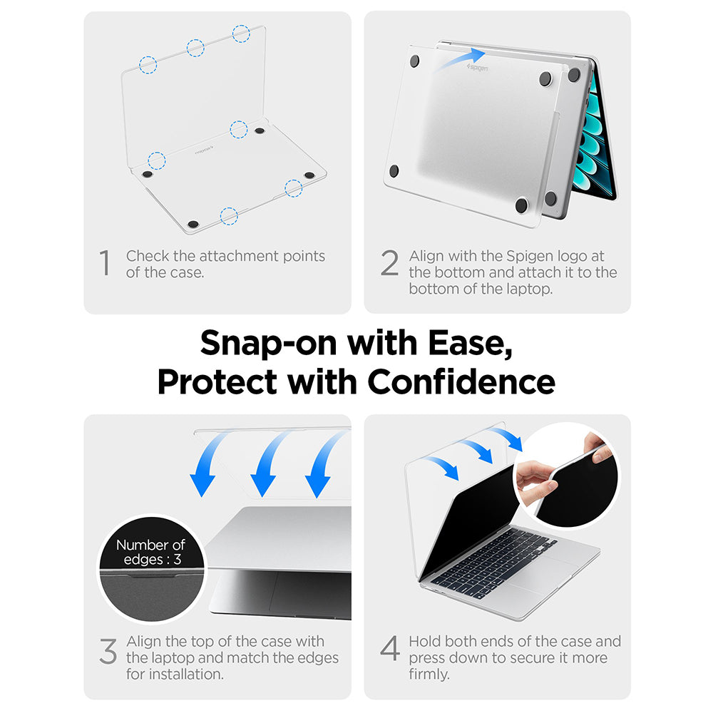 Husă Spigen Airskin MacBook Air 13" (2022 – 2026) – Transparent mat (Frost Clear) – imagine 7