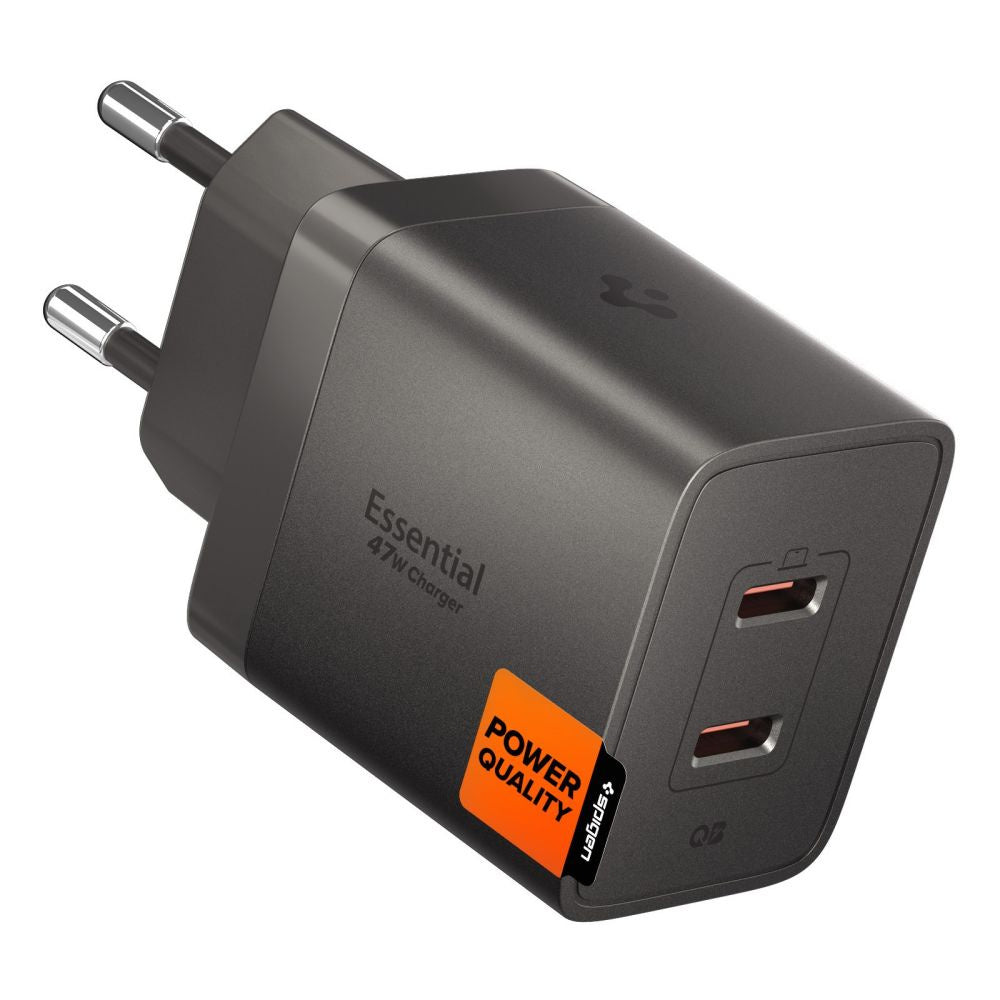 Încărcător Spigen Essential EE472EU GaN 2x USB-C 47W – Gunmetal – imagine 7
