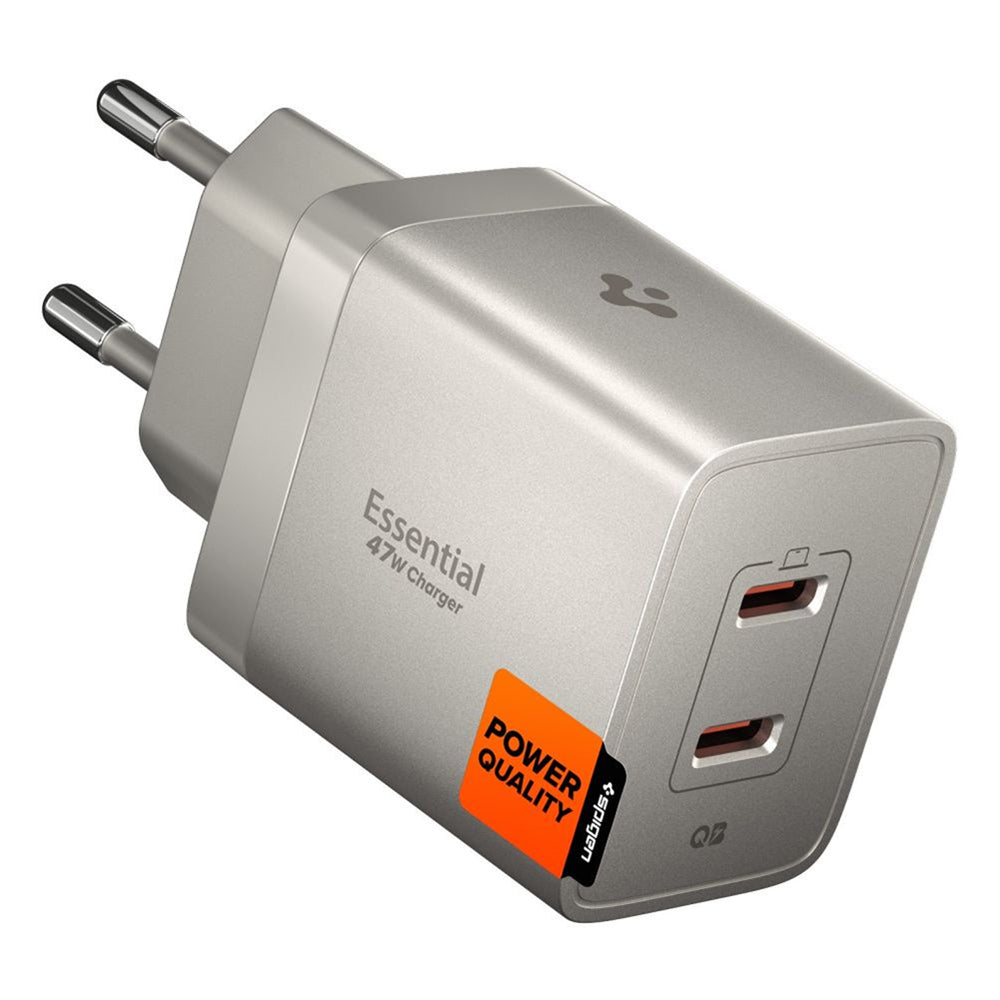 Încărcător Spigen Essential EE472EU GaN 2x USB-C 47W – Titan natural – imagine 9