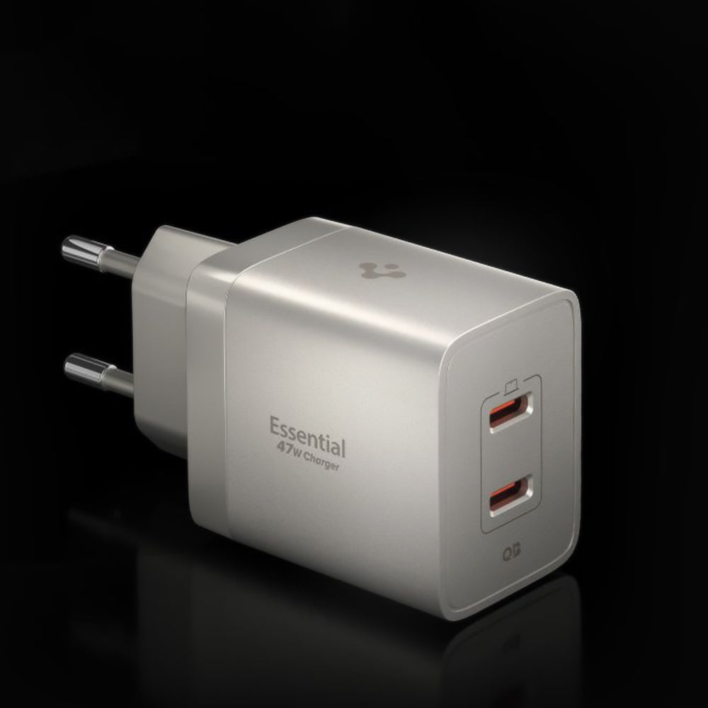Încărcător Spigen Essential EE472EU GaN 2x USB-C 47W – Titan natural – imagine 10