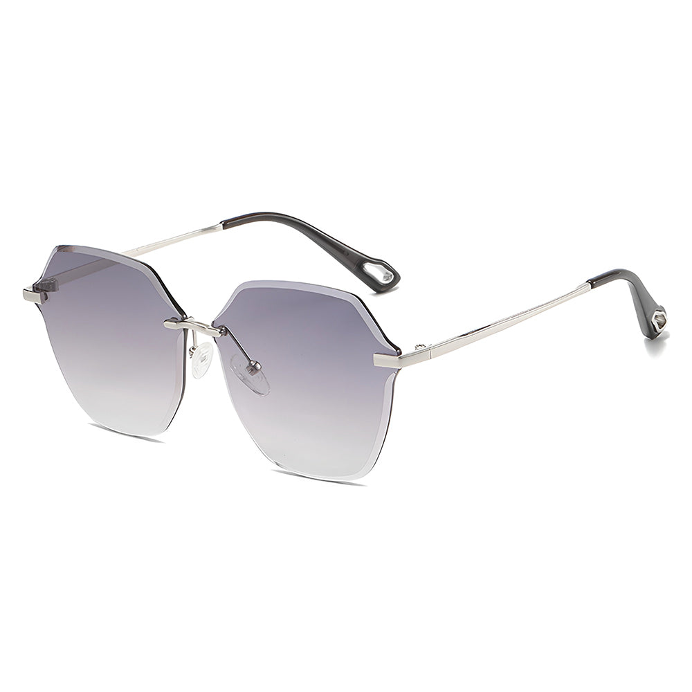 Ochelari de soare oversized femei, ramă argintie, UV – Techsuit 8195 – Argintiu / mov degrade – imagine 4