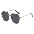Ochelari de soare oversized femei, ramă argintie, UV – Techsuit 8195 – Argintiu / gri închis – imagine 1