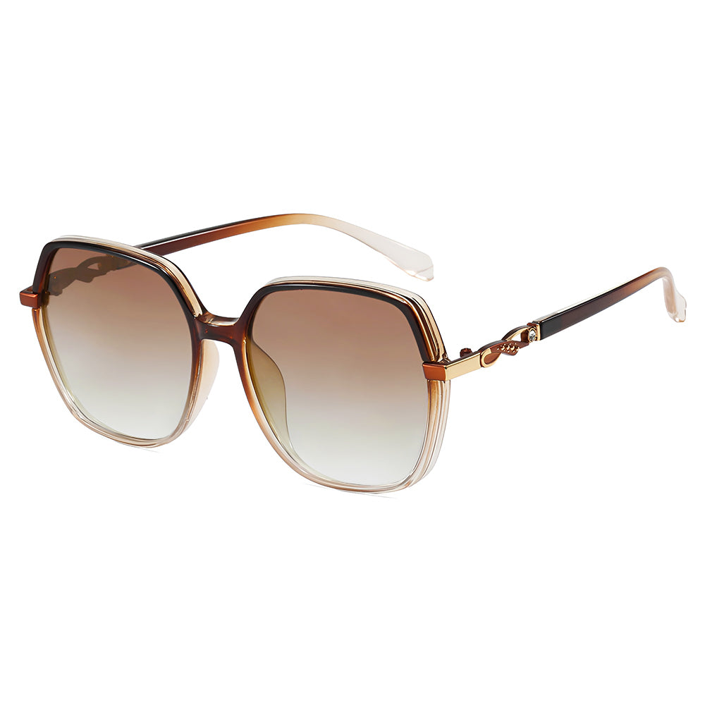 Ochelari de soare retro oversized polarizați femei – Techsuit 5223 – Maro – imagine 1
