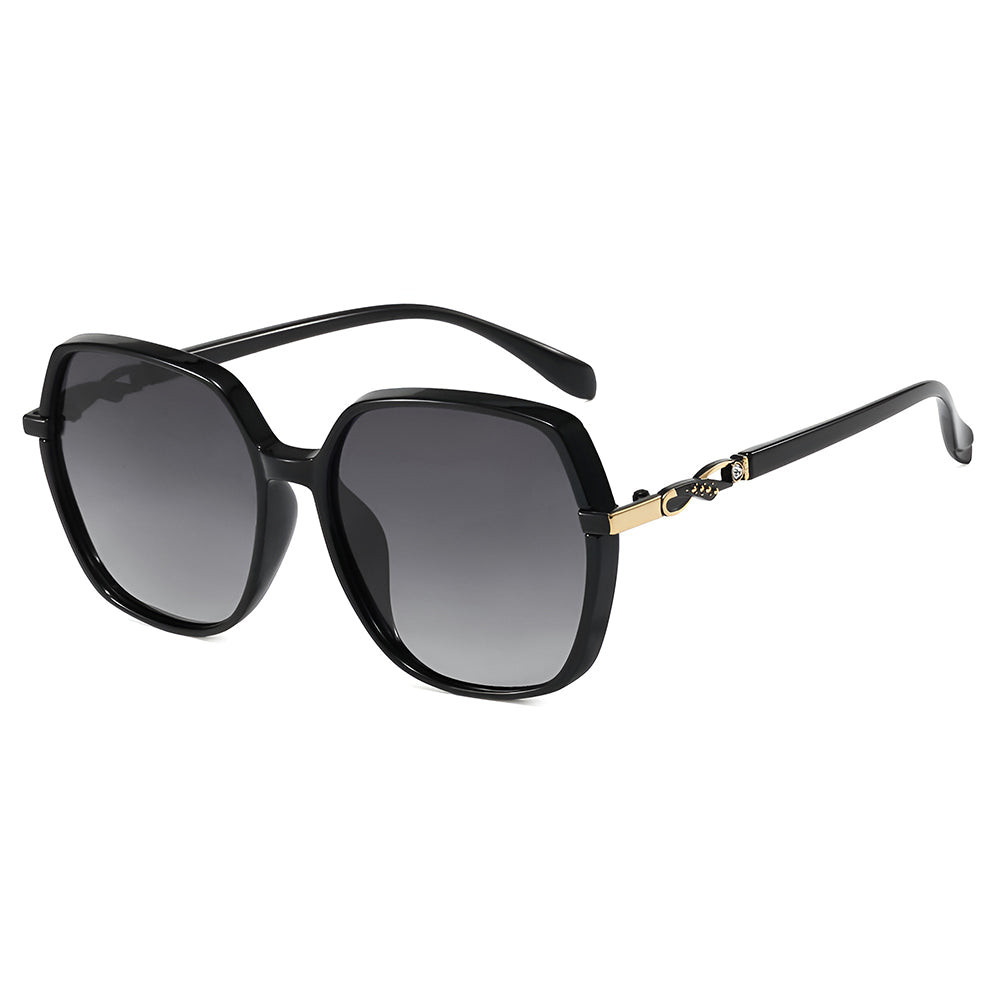 Ochelari de soare retro oversized polarizați femei – Techsuit 5223 – Negru – imagine 2