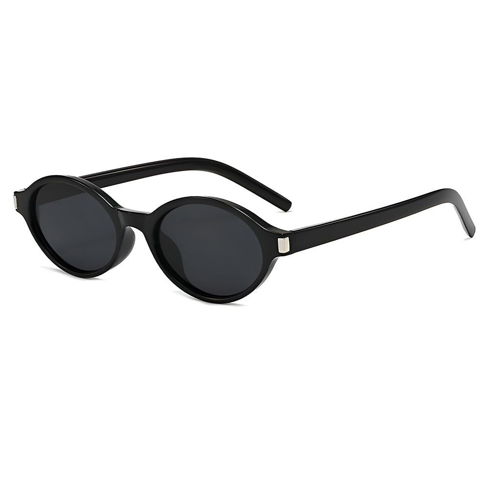 Ochelari soare femei, ramă ovală retro, UV – Techsuit 3952 – Negru – imagine 1