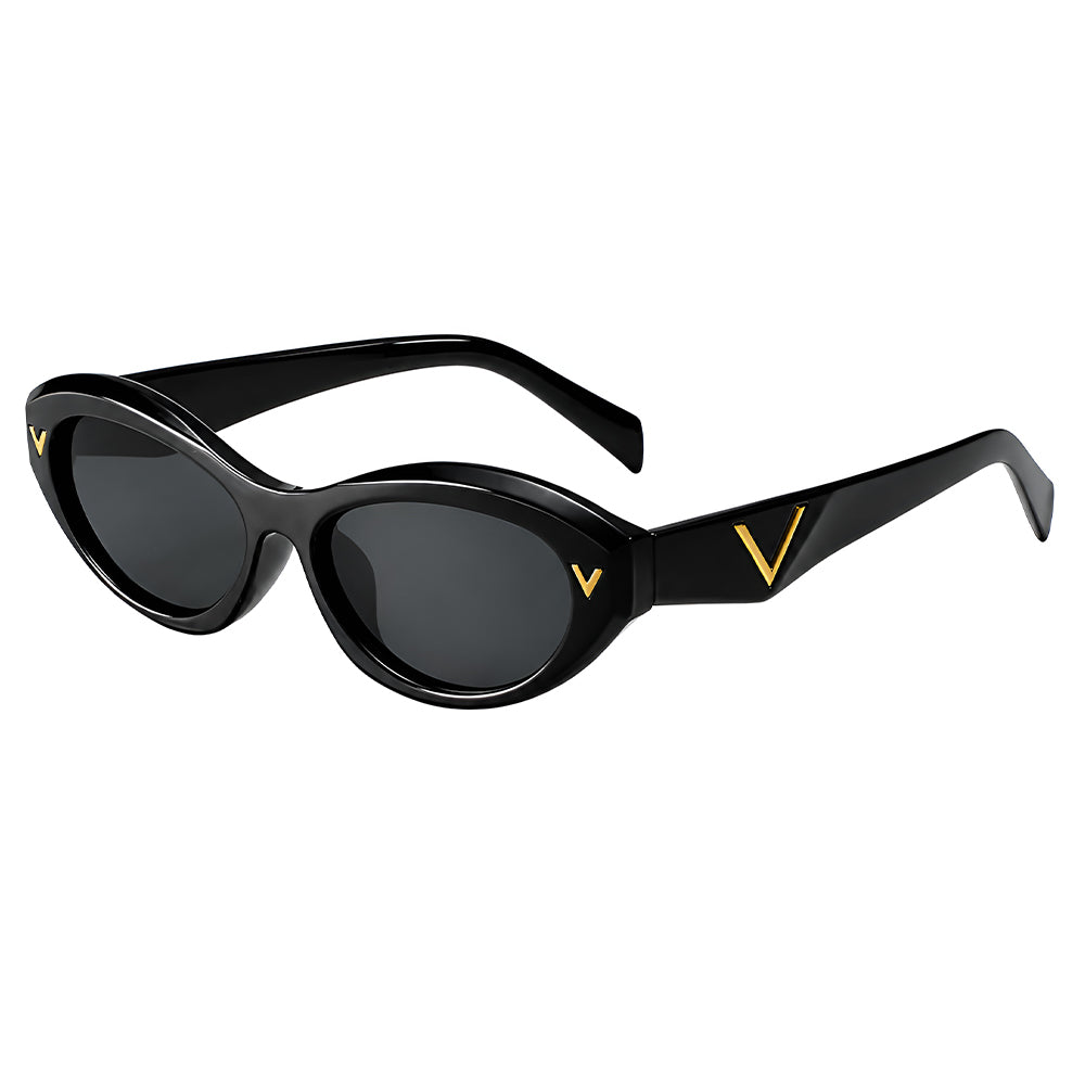 Ochelari soare femei, micro ovali negri, boho – Techsuit 77115 – Negru – imagine 1