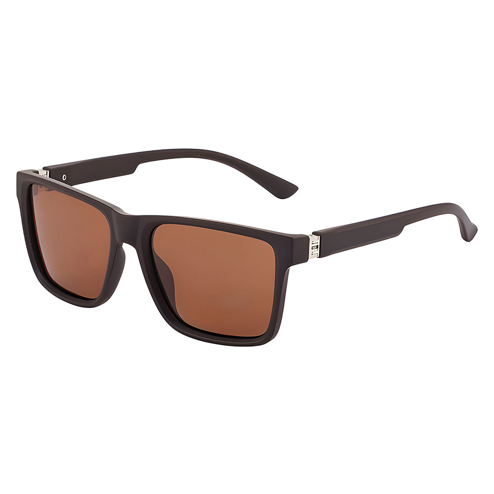 Ochelari de soare pătrați polarizați bărbați, ramă ușoară – Techsuit – Maro mat – imagine 4