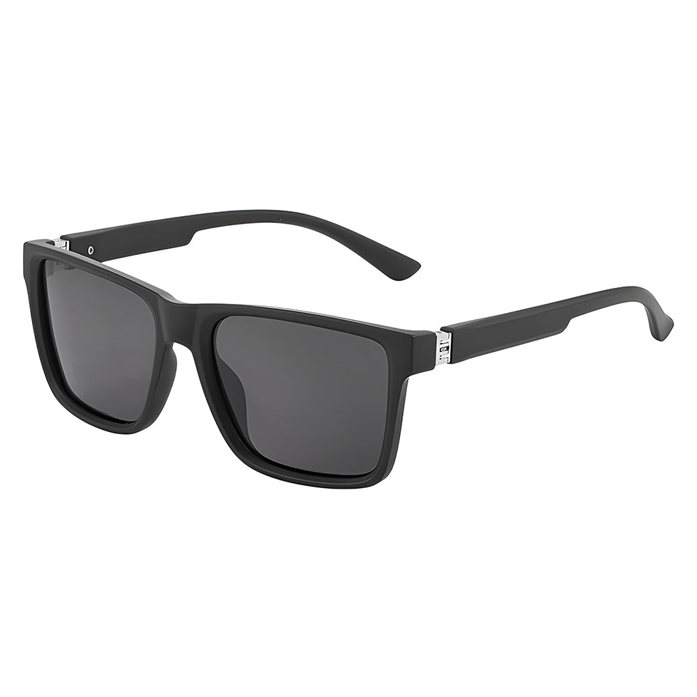 Ochelari de soare pătrați polarizați bărbați, ramă ușoară – Techsuit – Negru mat – imagine 1