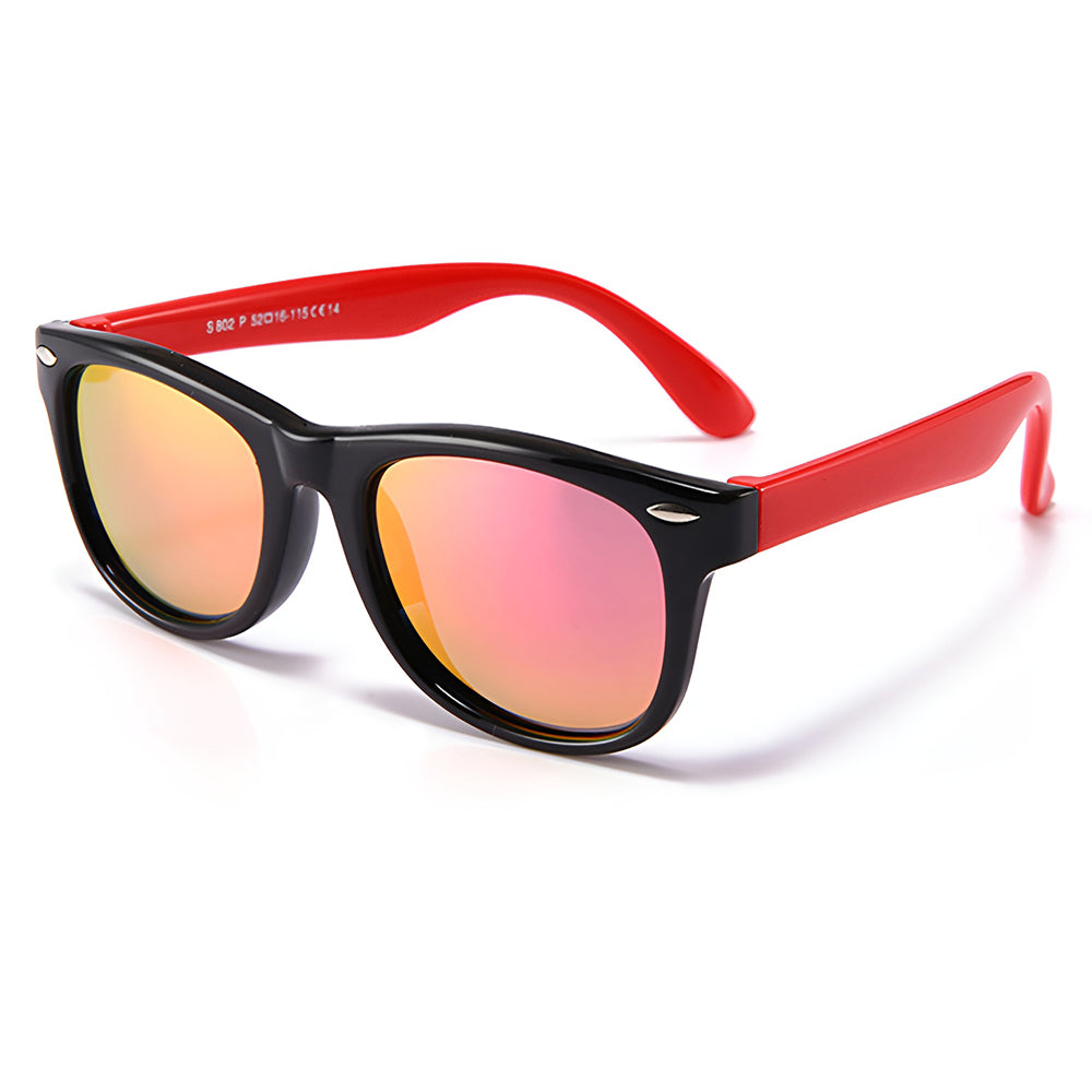 Ochelari de soare polarizați copii 4–10 ani, UV400 – Techsuit D802 – Negru / roșu – imagine 1