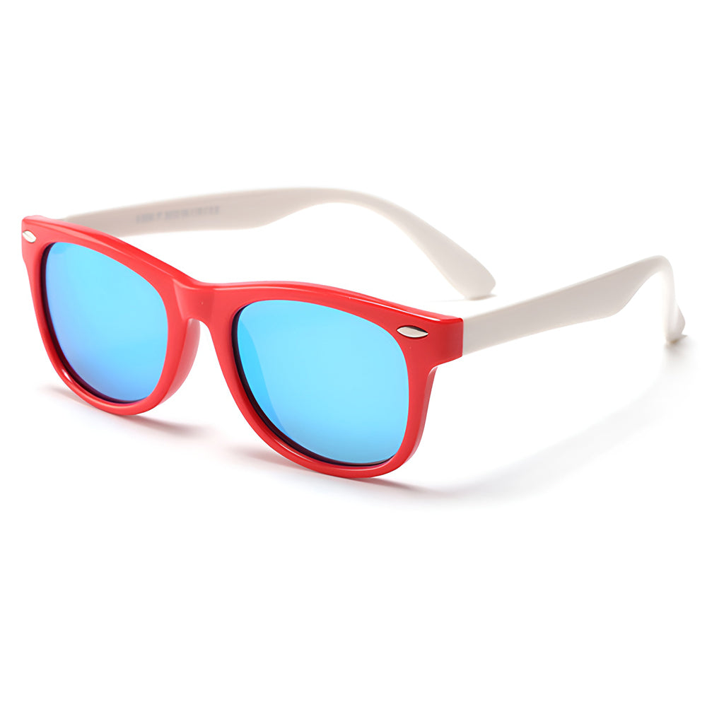 Ochelari de soare polarizați copii 4–10 ani, UV400 – Techsuit D802 – Roșu / alb / bleu – imagine 15