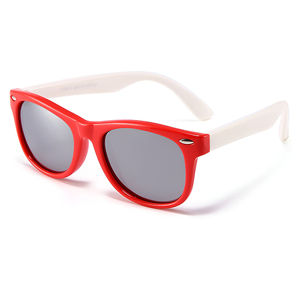 Ochelari de soare polarizați copii 4–10 ani, UV400 – Techsuit D802 – Roșu / alb / oglindă – imagine 7