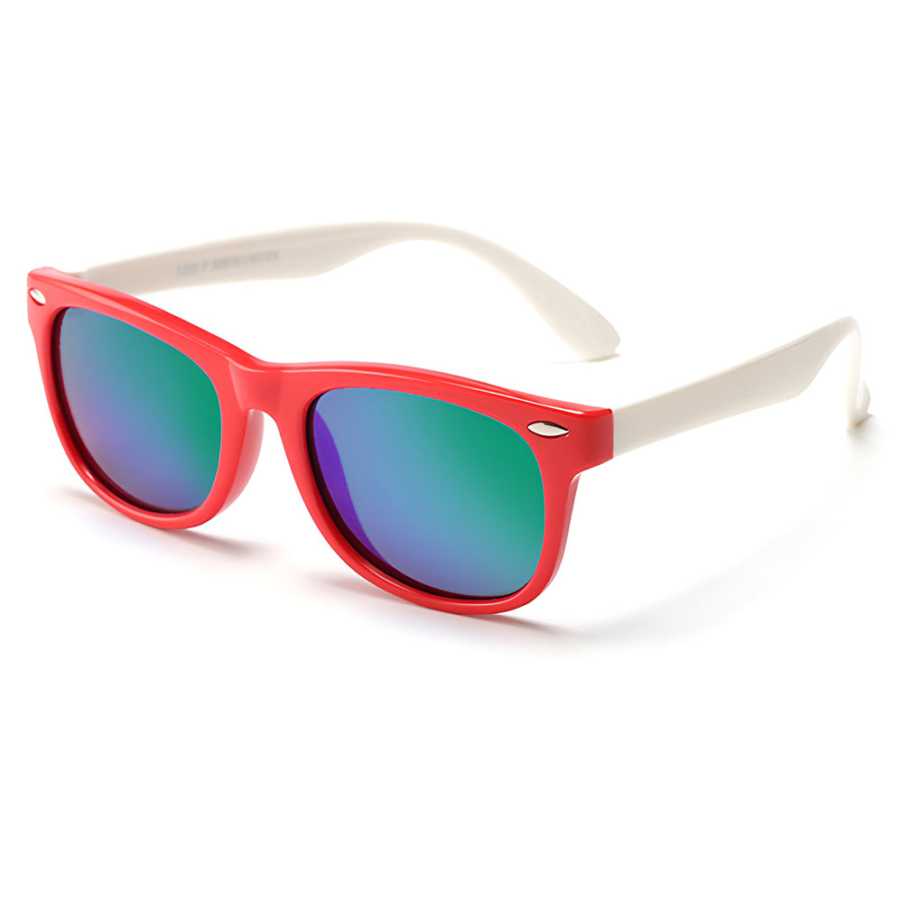 Ochelari de soare polarizați copii 4–10 ani, UV400 – Techsuit D802 – Roșu / alb / verde – imagine 9