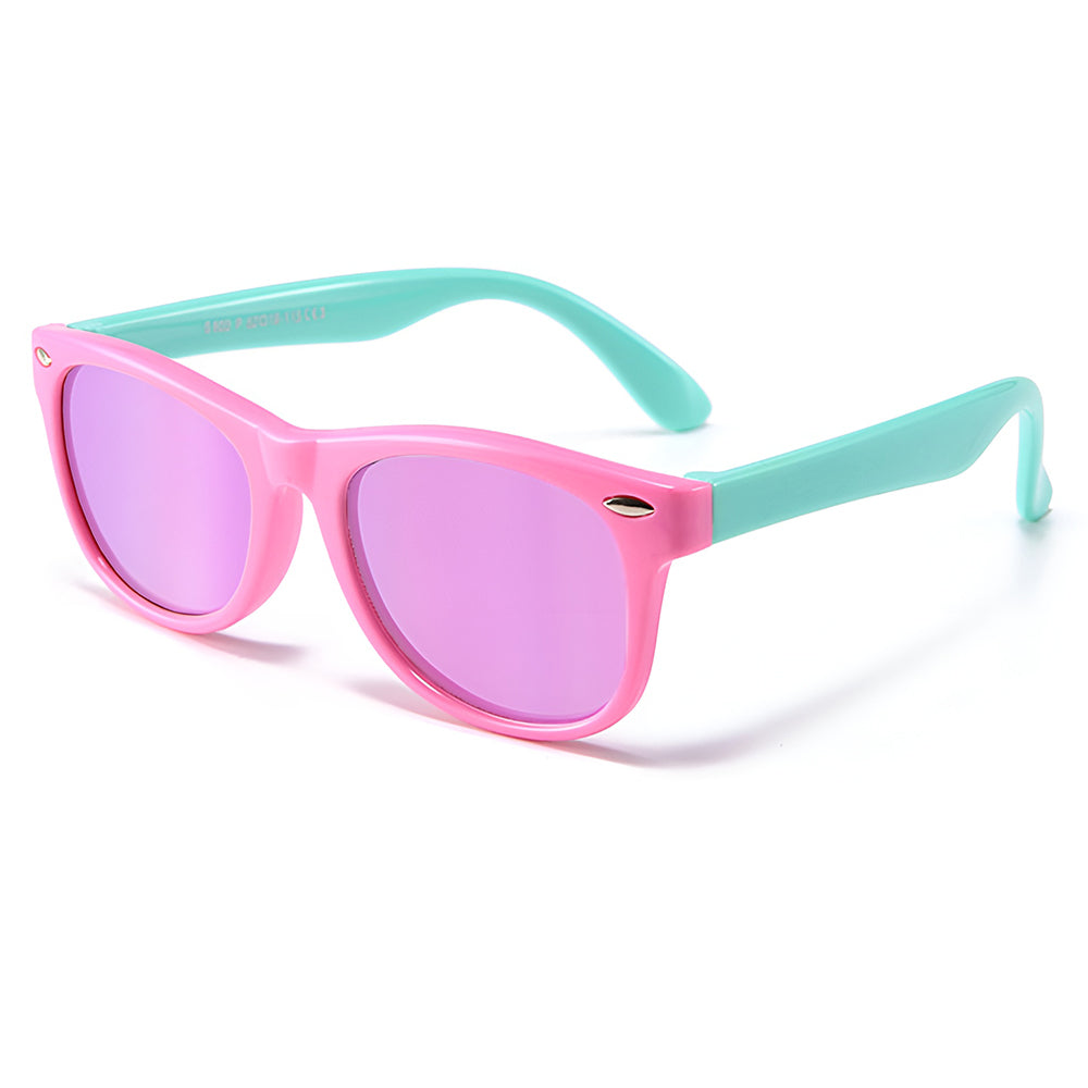 Ochelari de soare polarizați copii 4–10 ani, UV400 – Techsuit D802 – Roz / verde – imagine 13