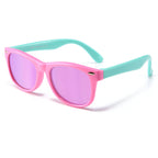 Ochelari de soare polarizați copii 4–10 ani, UV400 – Techsuit D802 – Roz / verde – imagine 13