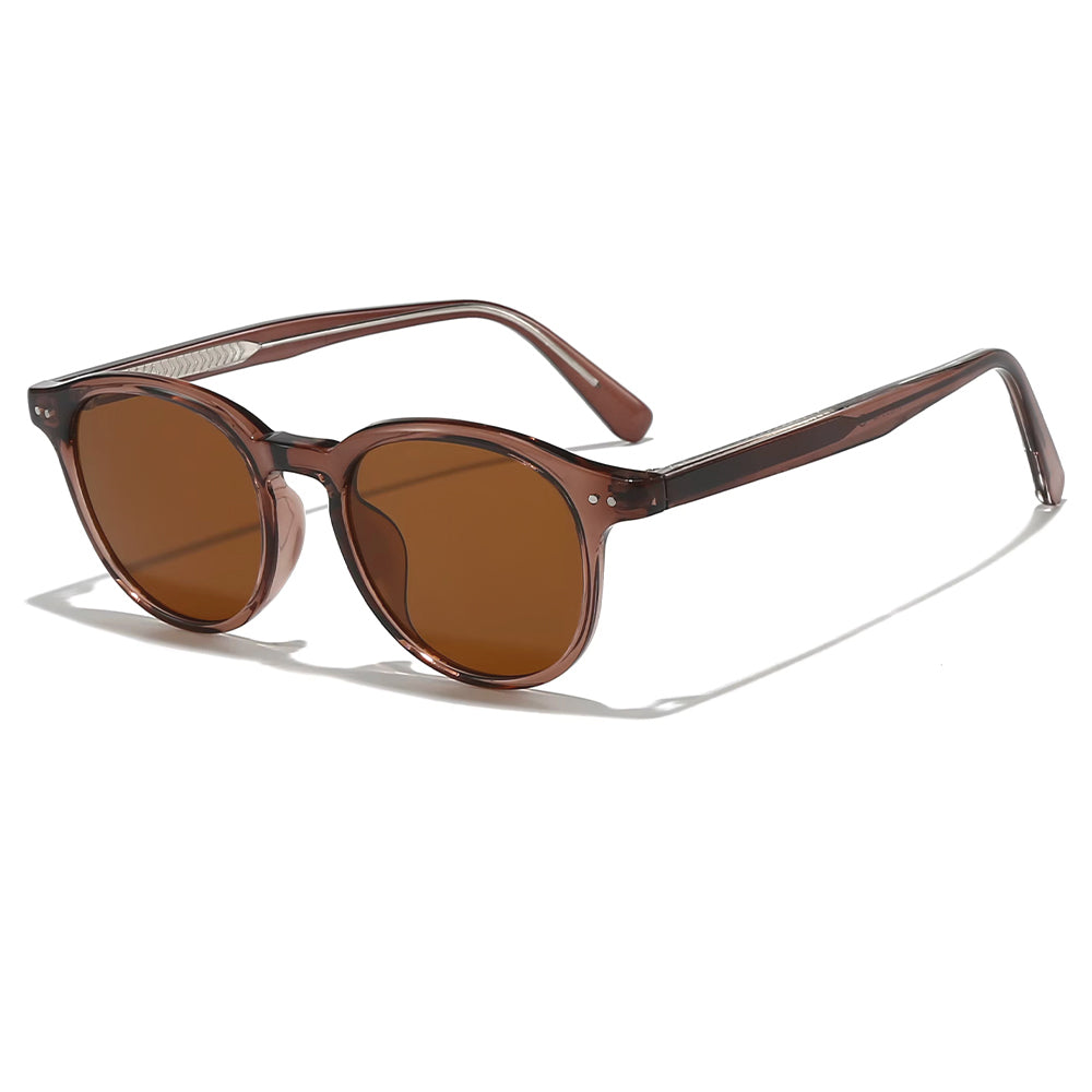 Ochelari de soare unisex rotunzi, ramă TR90, UV400 – Techsuit 99046 – Maro – imagine 6