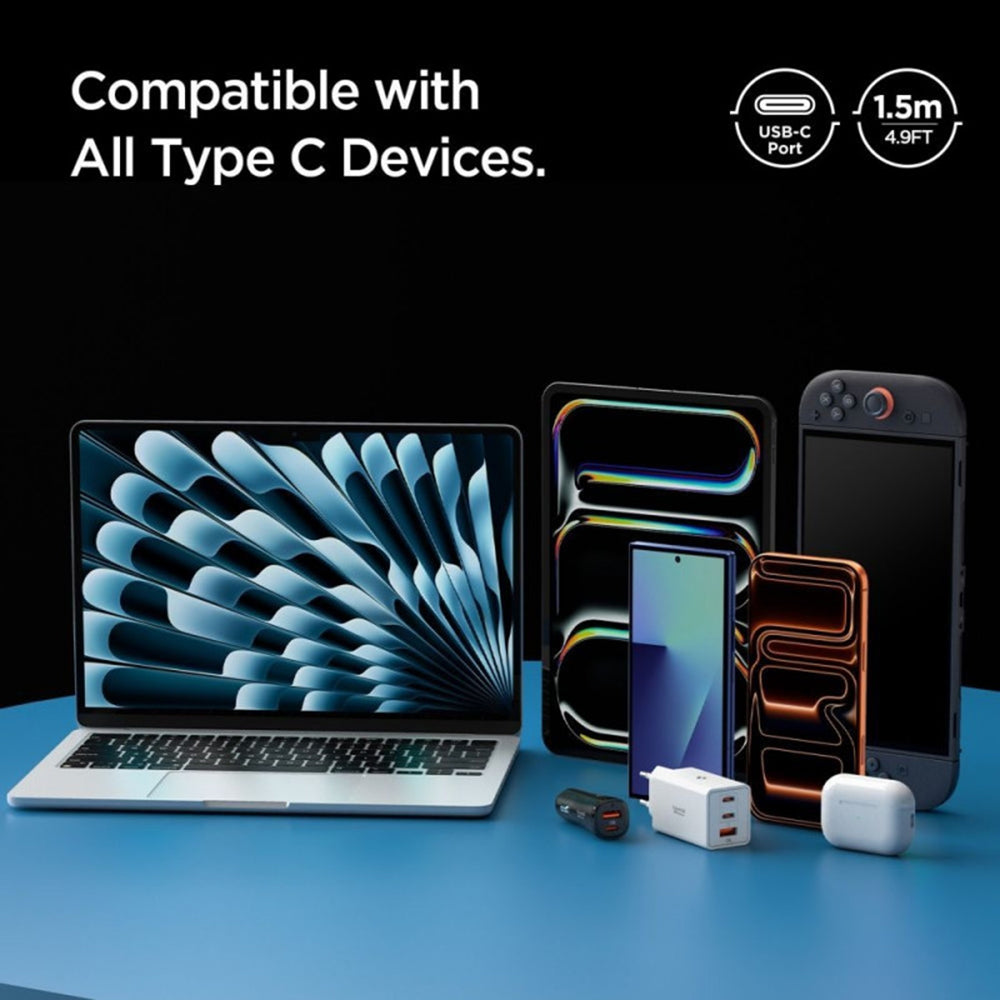 Cablu Spigen Essential EB6015CC USB-C la USB-C 1,5 m – Gri închis (Gunmetal) – imagine 19