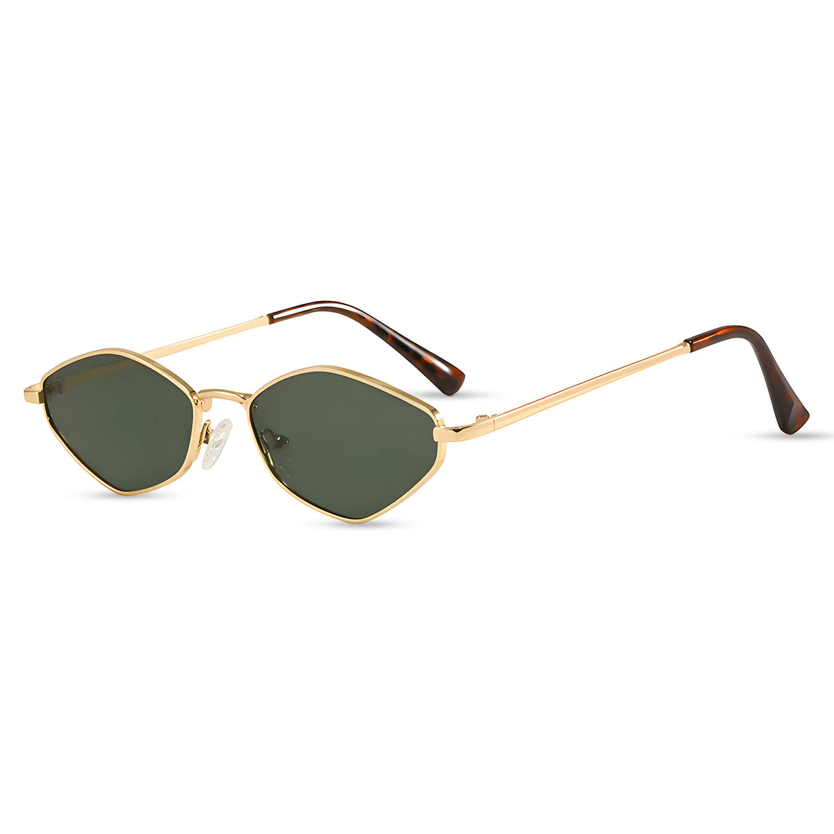 Ochelari soare femei, ramă hexagonală aurie, UV – Techsuit 6206 – Auriu / verde – imagine 4
