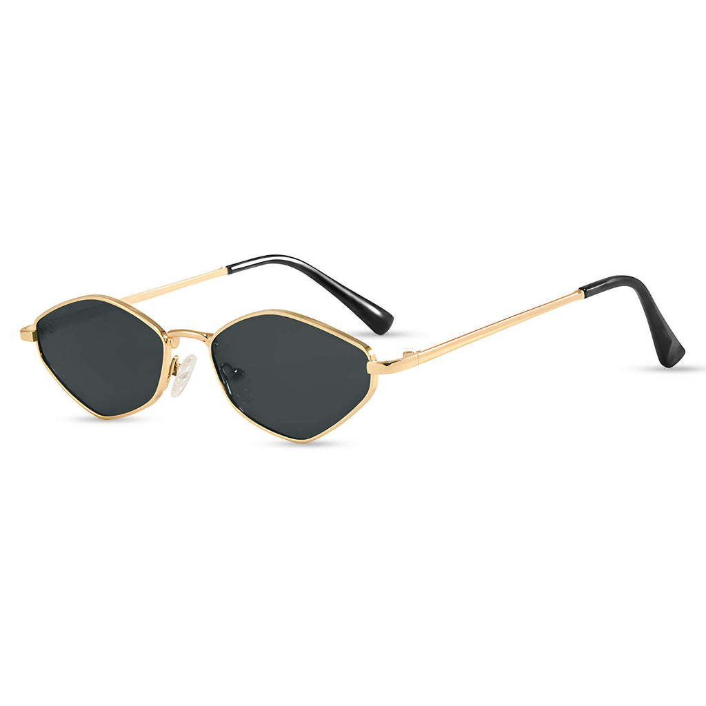 Ochelari soare femei, ramă hexagonală aurie, UV – Techsuit 6206 – Auriu / negru – imagine 2