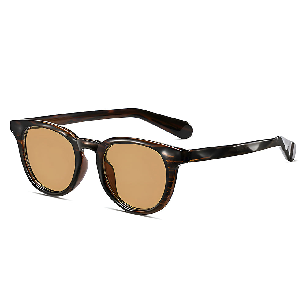 Ochelari soare polarizați bărbați, ramă rotundă – Techsuit 8663 – Maro schildpatt – imagine 4