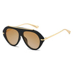 Ochelari de soare aviator oversized femei, flat-top – Techsuit 8092 – Negru / maro – imagine 6