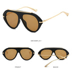 Ochelari de soare aviator oversized femei, flat-top – Techsuit 8092 – Negru / maro – imagine 11