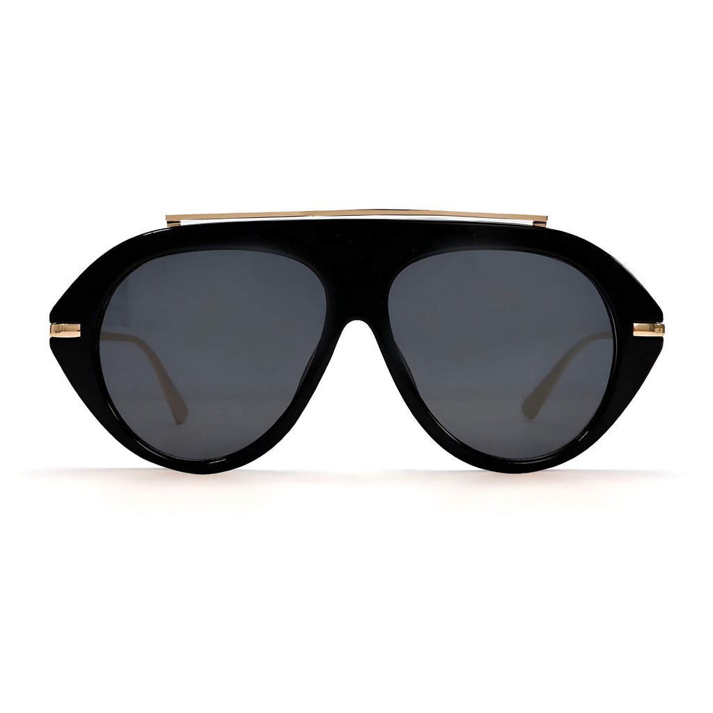 Ochelari de soare aviator oversized femei, flat-top – Techsuit 8092 – Negru – imagine 2