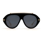 Ochelari de soare aviator oversized femei, flat-top – Techsuit 8092 – Negru – imagine 2