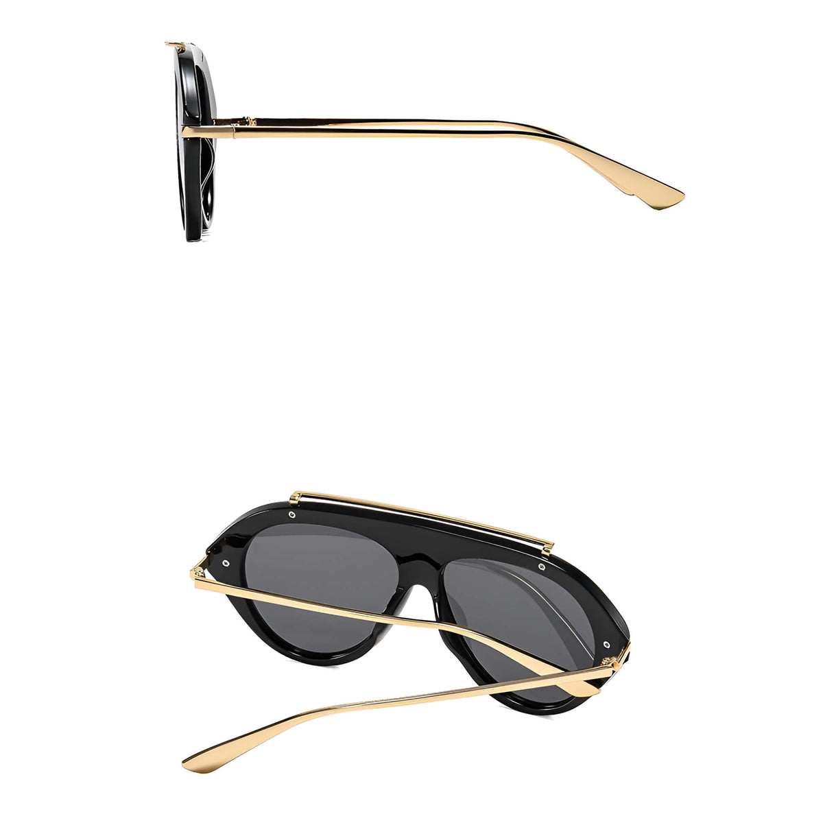 Ochelari de soare aviator oversized femei, flat-top – Techsuit 8092 – Negru – imagine 2