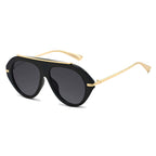 Ochelari de soare aviator oversized femei, flat-top – Techsuit 8092 – Negru – imagine 1