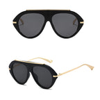Ochelari de soare aviator oversized femei, flat-top – Techsuit 8092 – Negru – imagine 3