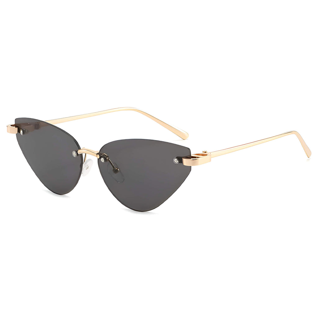 Ochelari soare femei cat eye fără ramă – Techsuit S099 – Auriu / negru – imagine 4