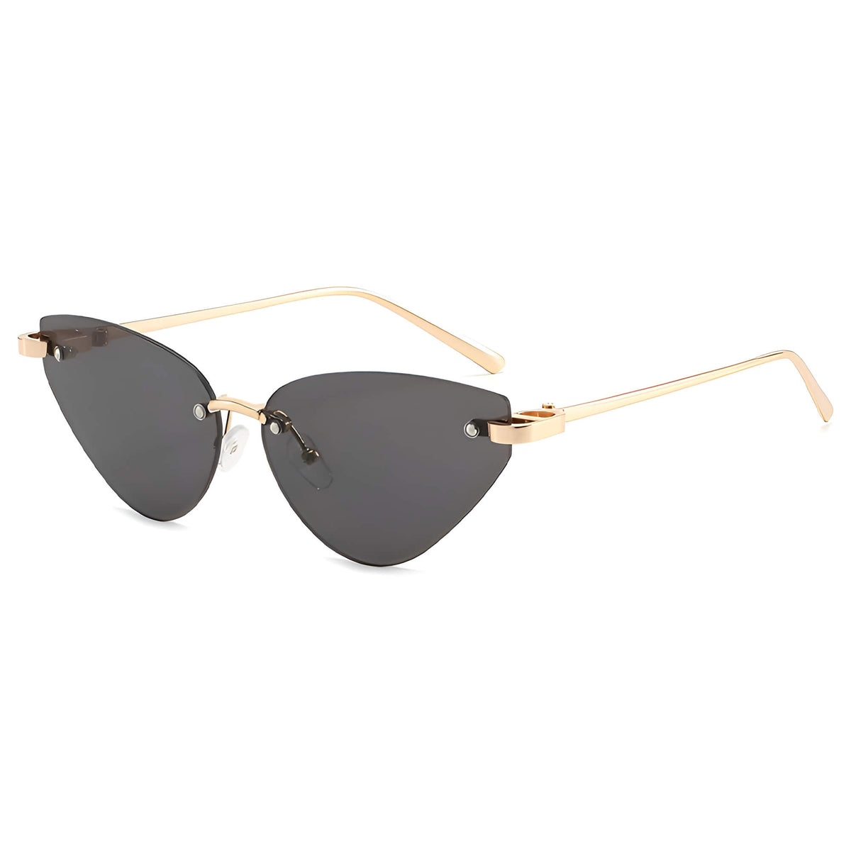 Ochelari soare femei cat eye fără ramă – Techsuit S099 – Auriu / negru – imagine 4