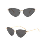 Ochelari soare femei cat eye fără ramă – Techsuit S099 – Auriu / negru – imagine 5