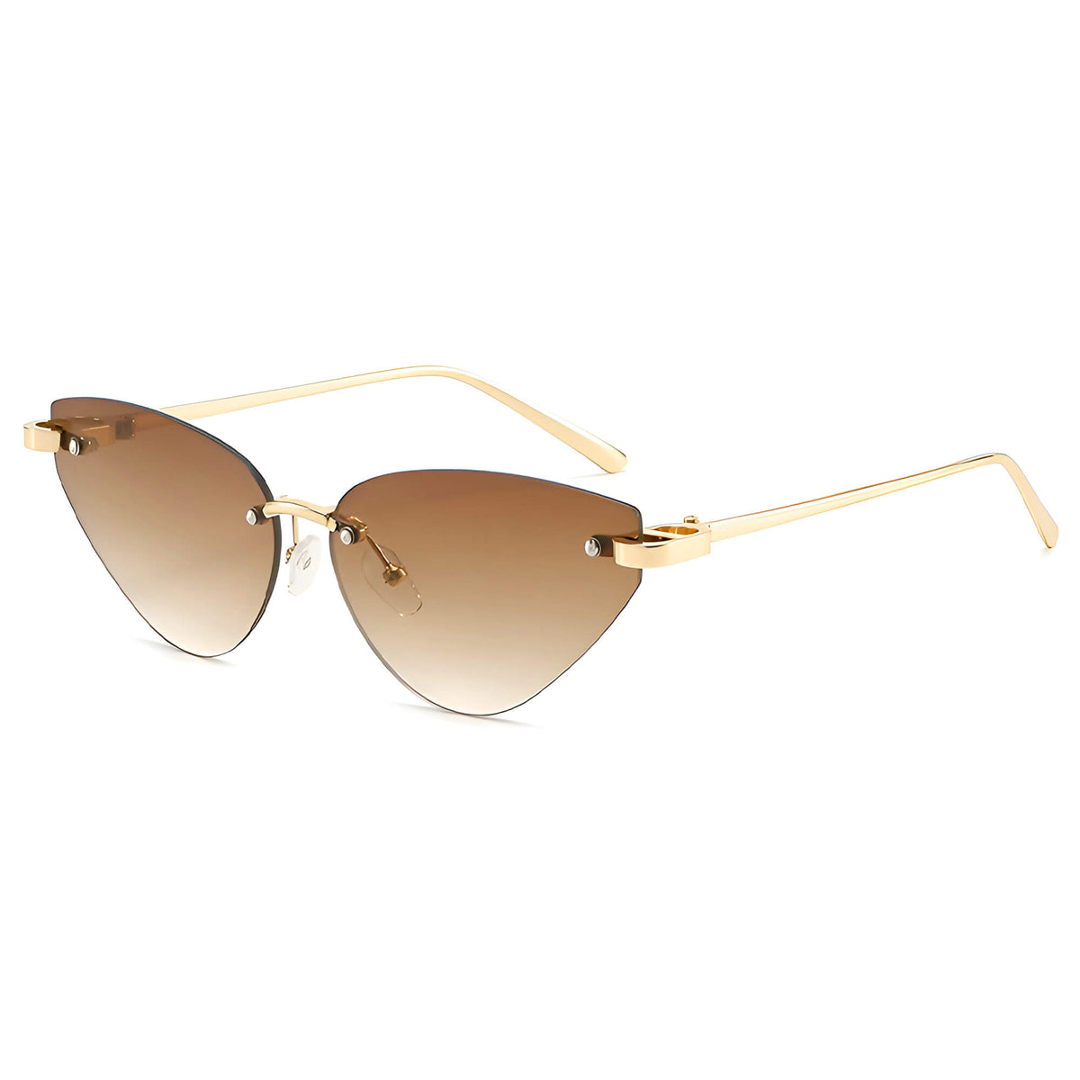 Ochelari soare femei cat eye fără ramă – Techsuit S099 – Auriu / maro (tea) – imagine 2