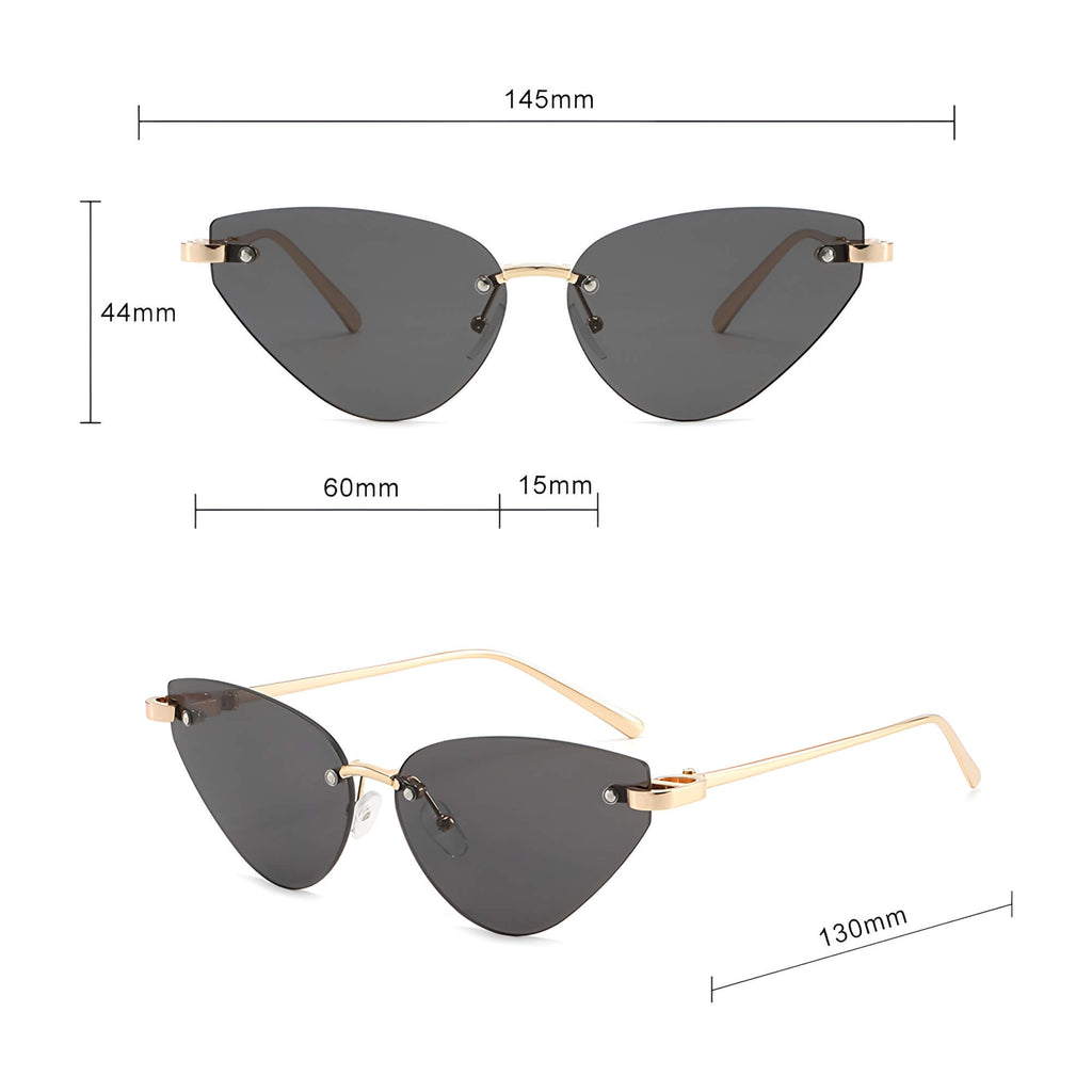 Ochelari soare femei cat eye fără ramă – Techsuit S099 – Auriu / maro (tea) – imagine 3