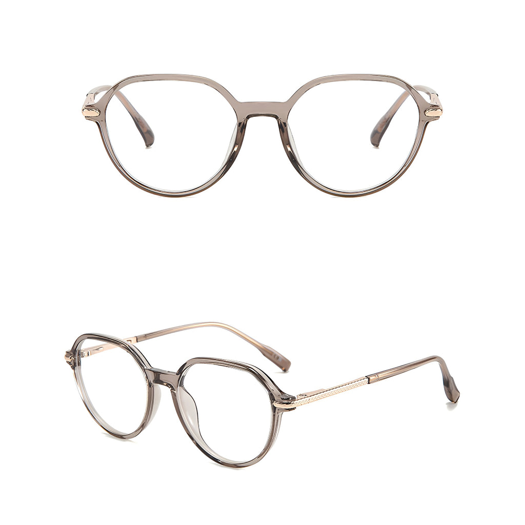 Ochelari lumină albastră unisex, ramă browline – Techsuit TM1062 – Transparent / maro – imagine 4
