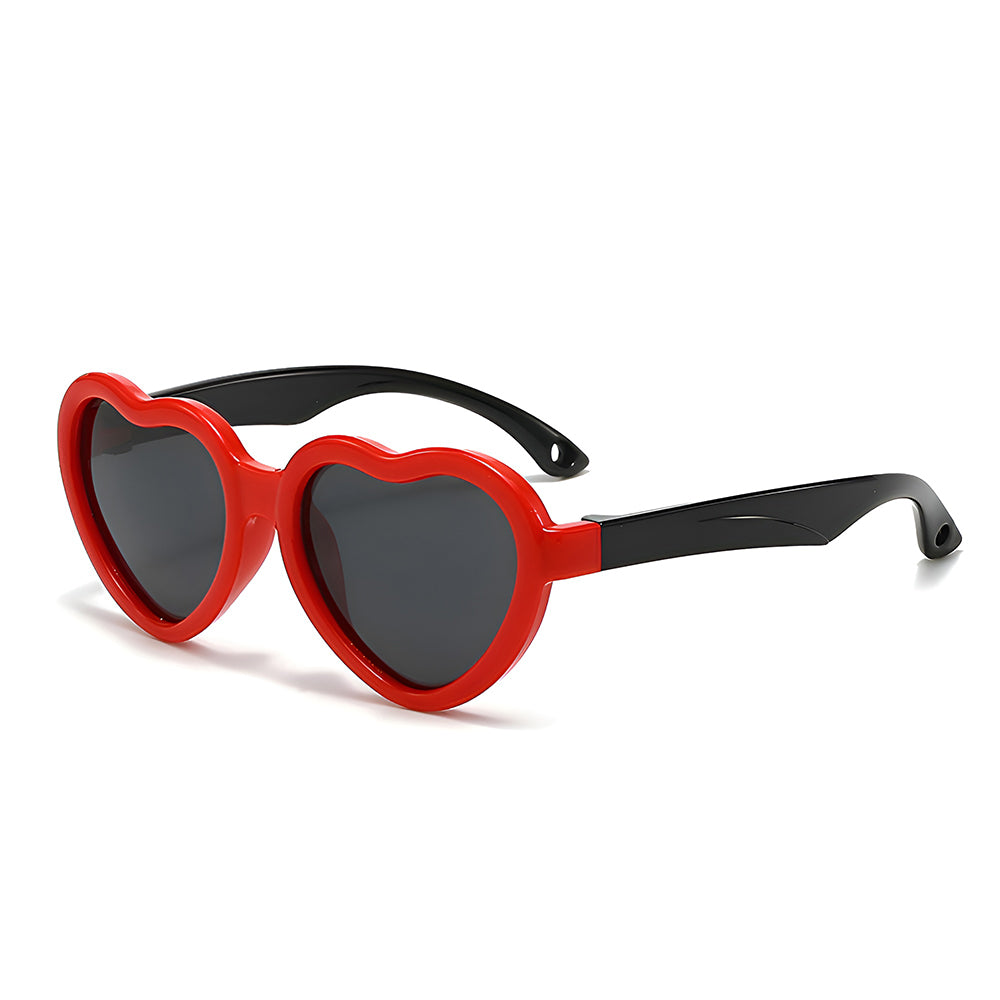 Ochelari soare polarizați copii, formă de inimă – Techsuit 23070 – Negru / roșu – imagine 1