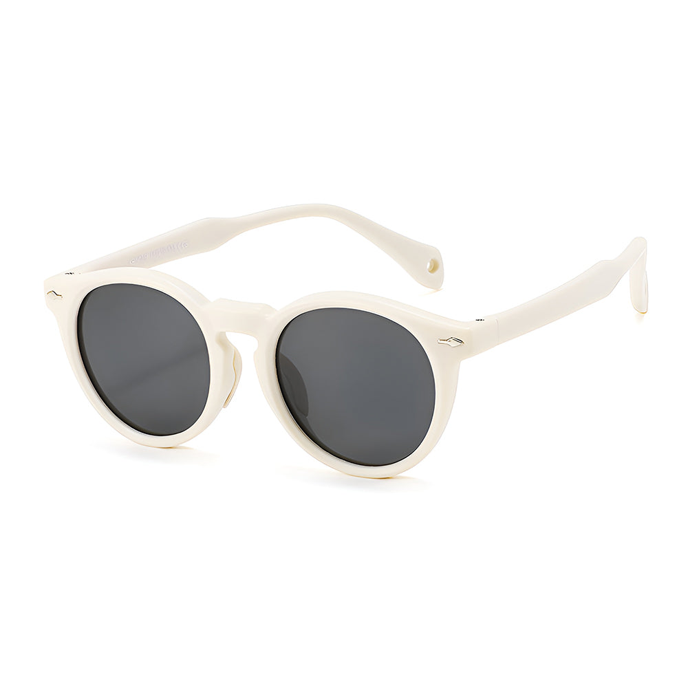 Ochelari soare polarizați copii 3–5 ani, ramă rotundă – Techsuit 602 – Bej – imagine 2