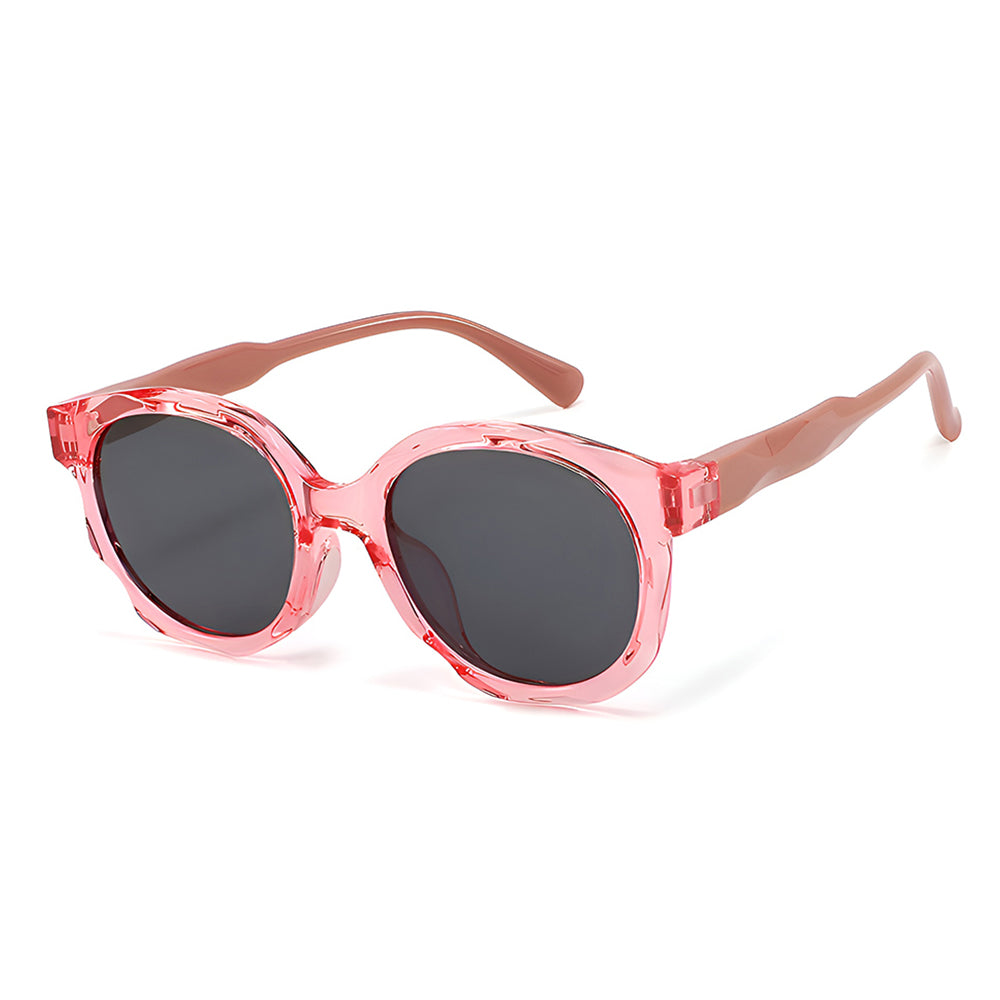 Ochelari soare polarizați copii, ramă rotundă, UV400 – Techsuit 627 – Piersică – imagine 1