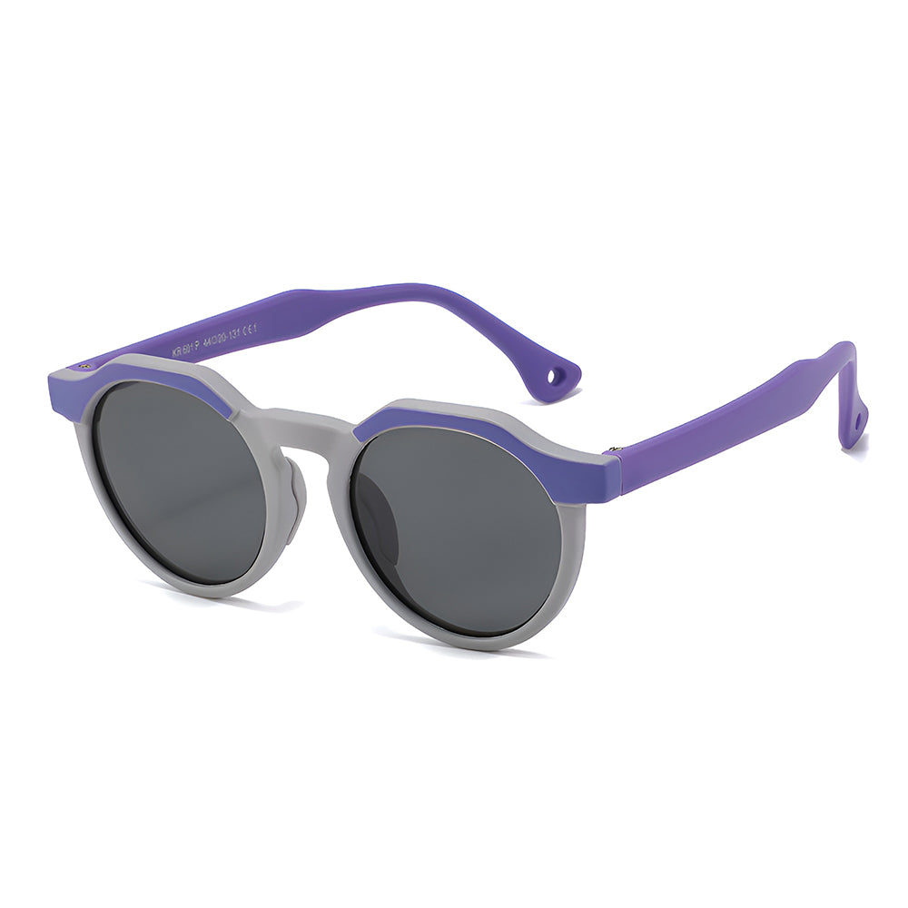 Ochelari soare polarizați copii, ramă flexibilă, UV400 – Techsuit 601 – Mov / gri – imagine 3