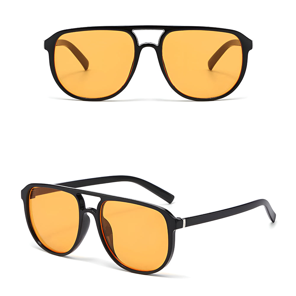 Ochelari soare femei aviator, lentile portocalii – Techsuit 18266 – Negru / portocaliu – imagine 3