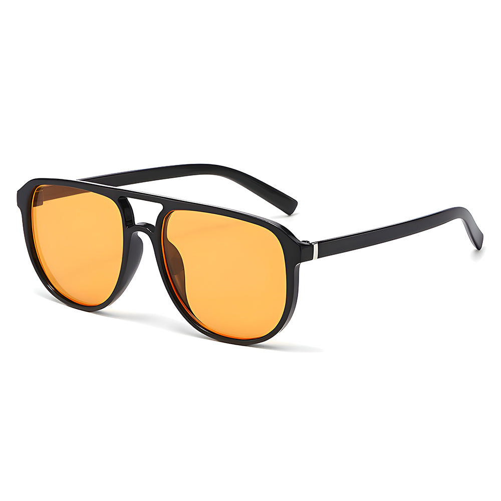 Ochelari soare femei aviator, lentile portocalii – Techsuit 18266 – Negru / portocaliu – imagine 2
