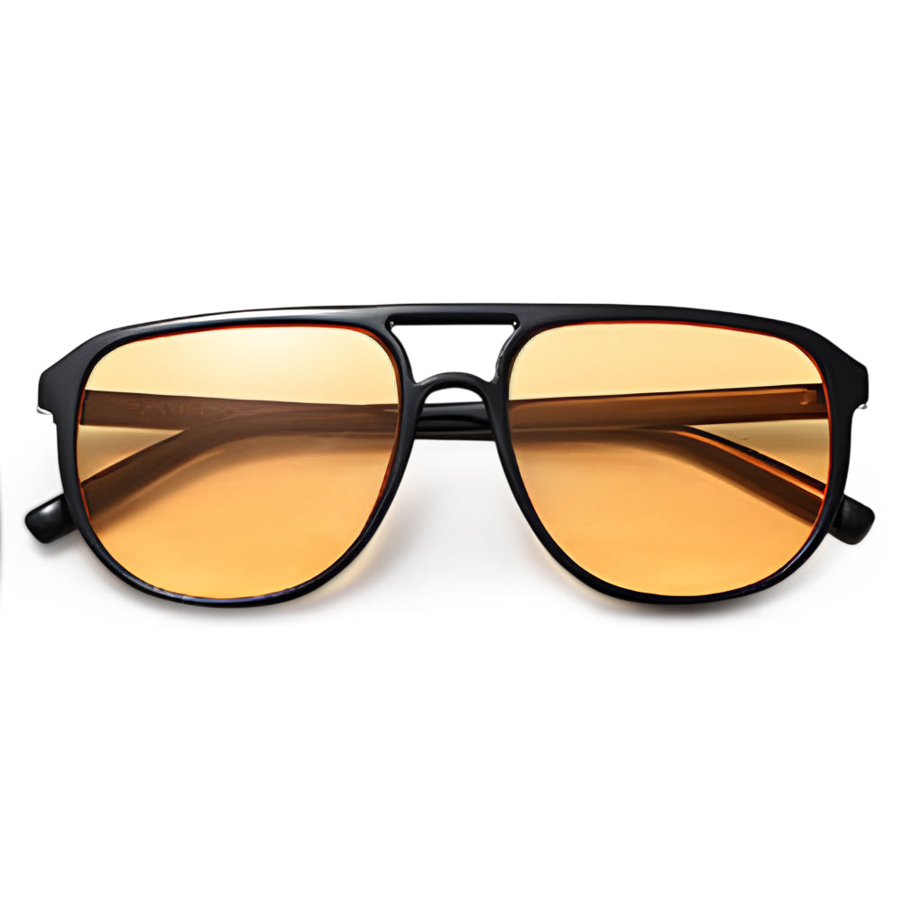Ochelari soare femei aviator, lentile portocalii – Techsuit 18266 – Negru / portocaliu – imagine 4