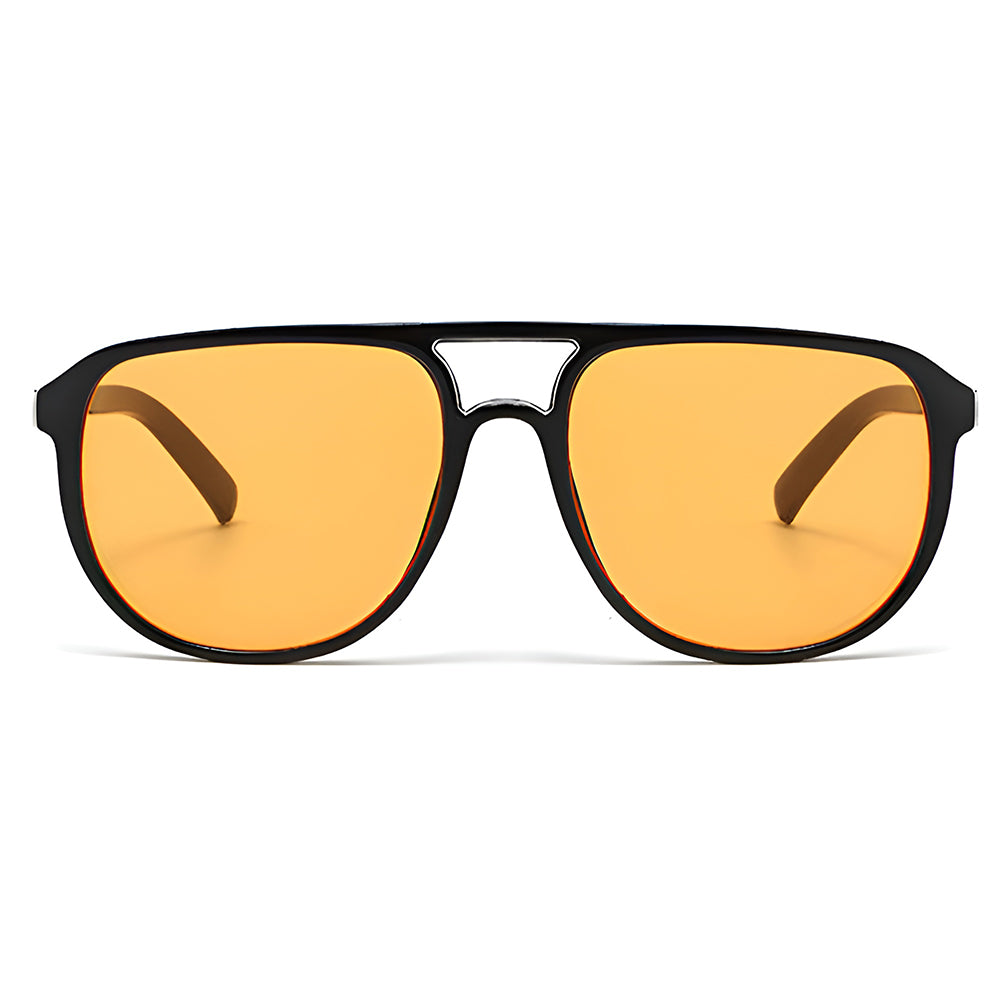 Ochelari soare femei aviator, lentile portocalii – Techsuit 18266 – Negru / portocaliu – imagine 1