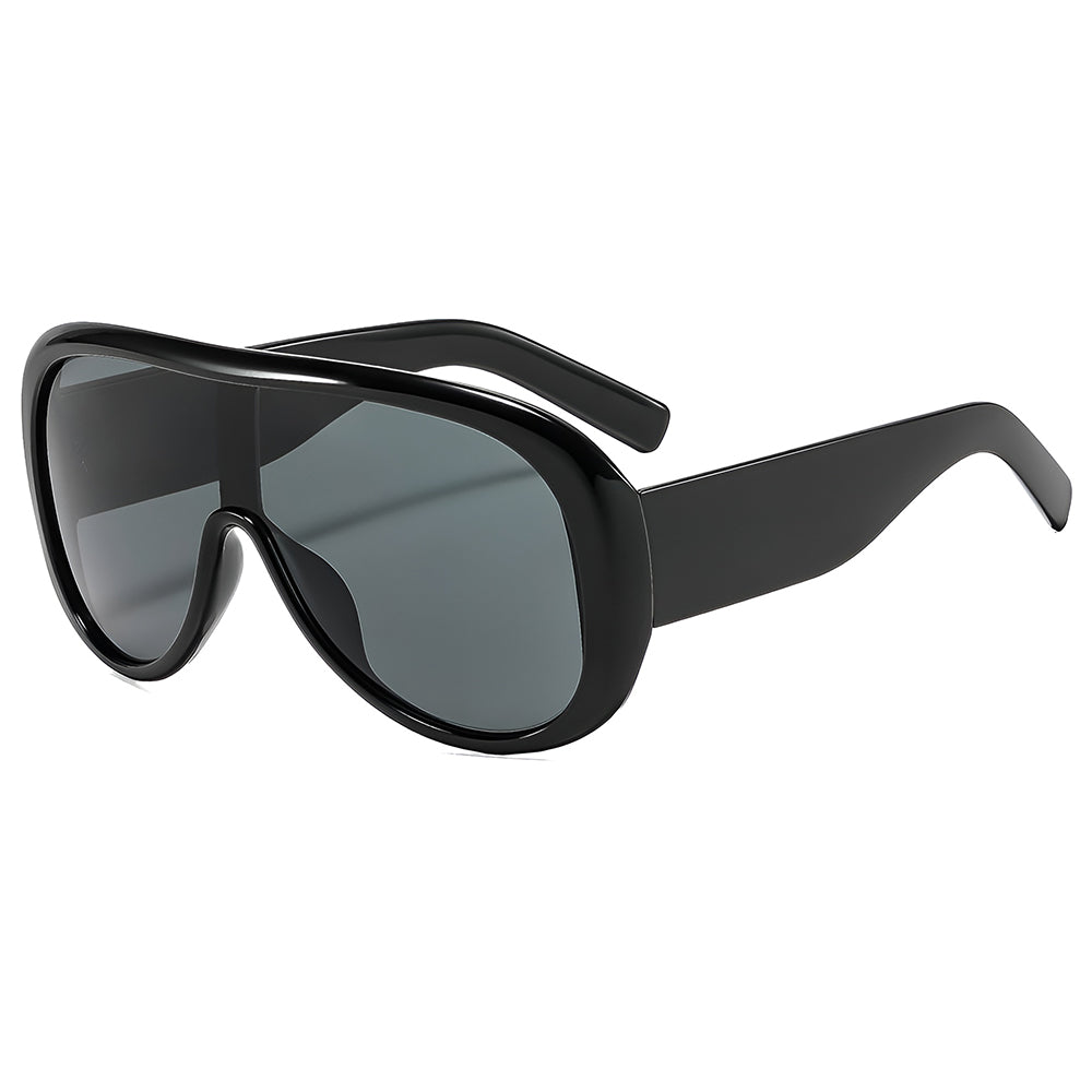 Ochelari soare femei, aviator oversized, UV – Techsuit 89337 – Negru – imagine 1