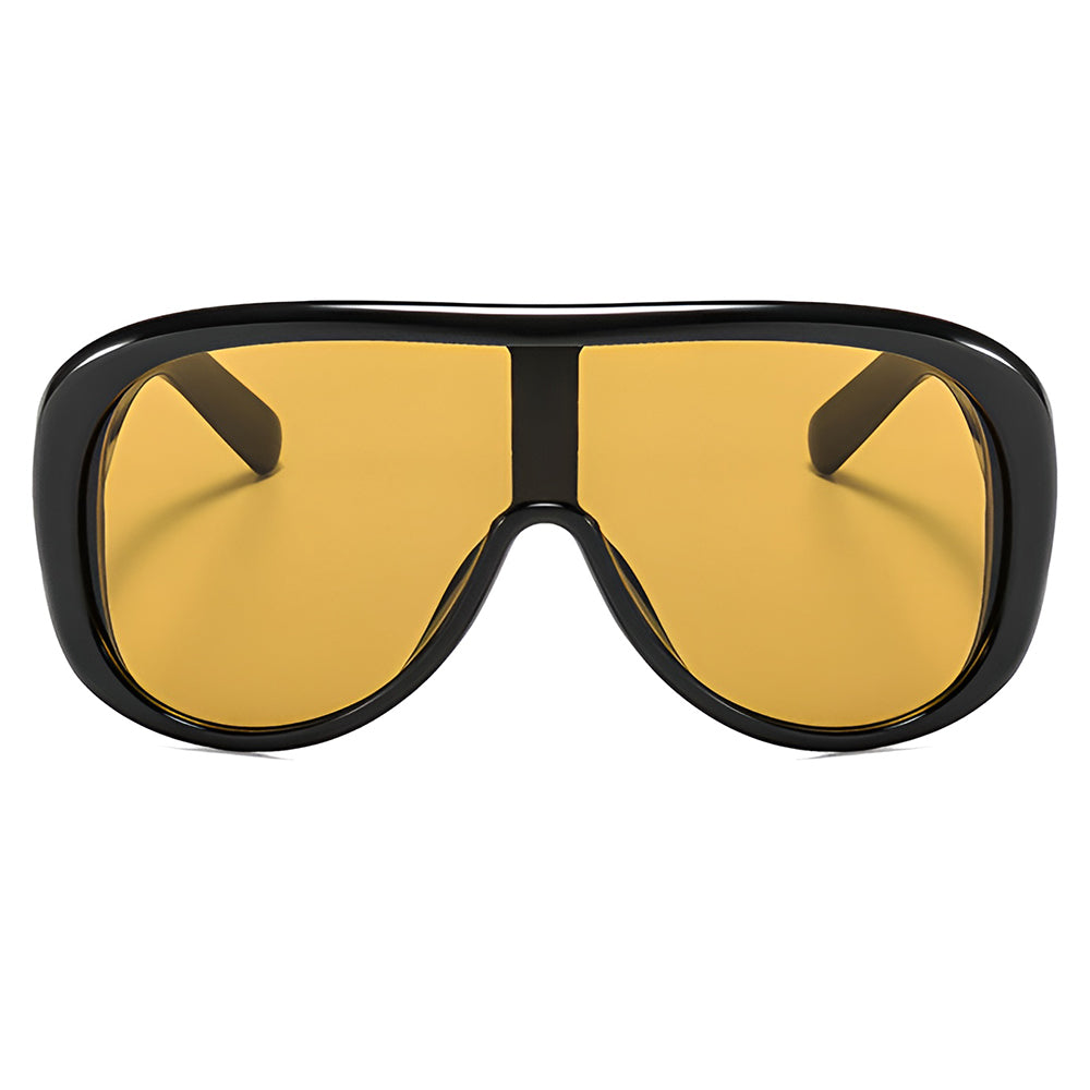 Ochelari soare femei, aviator oversized, UV – Techsuit 89337 – Negru / maro (tea) – imagine 5