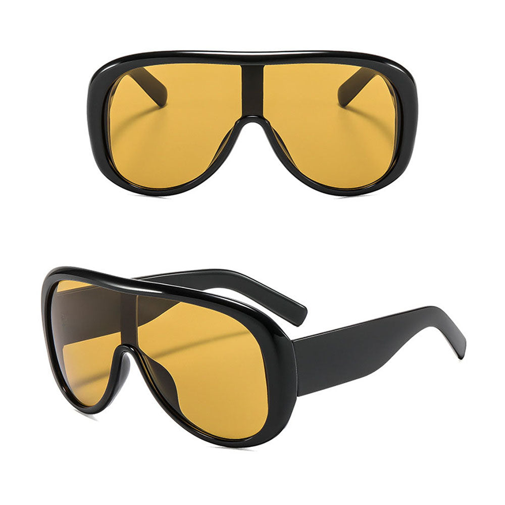 Ochelari soare femei, aviator oversized, UV – Techsuit 89337 – Negru / maro (tea) – imagine 6
