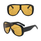 Ochelari soare femei, aviator oversized, UV – Techsuit 89337 – Negru / maro (tea) – imagine 6