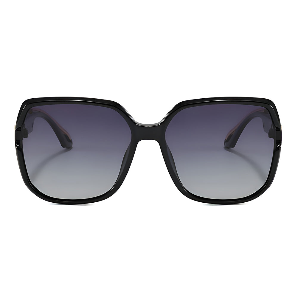 Ochelari soare polarizați femei, oversized negru-auriu – Techsuit 5228 – Negru / auriu – imagine 2